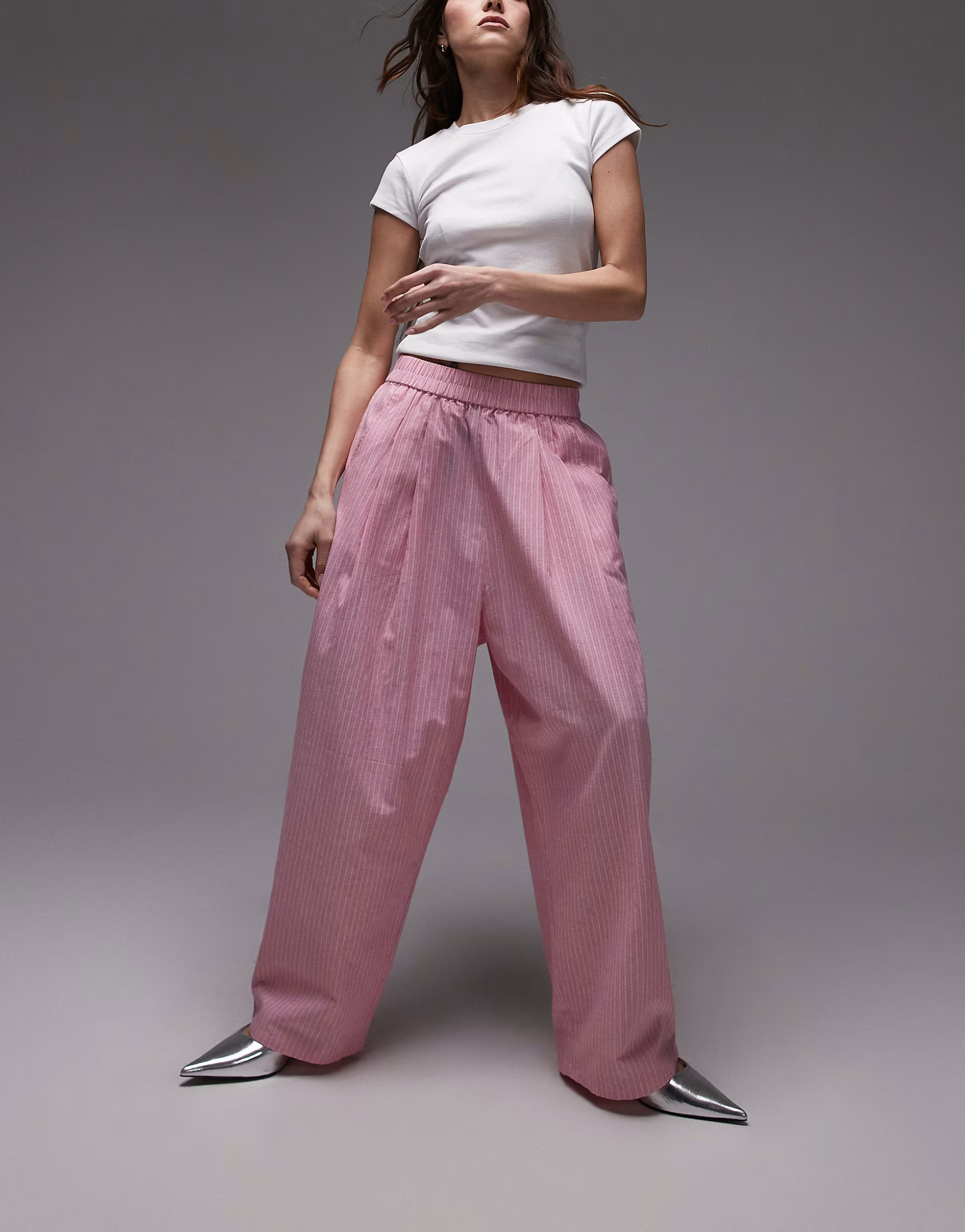 Topshop poplin pull on stripe wide leg trouser | ASOS (Global)