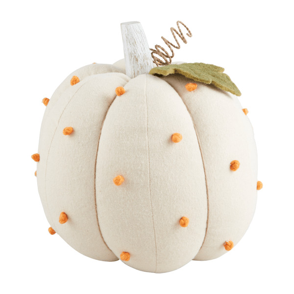 Cream French Knot Pumpkin | Mud Pie