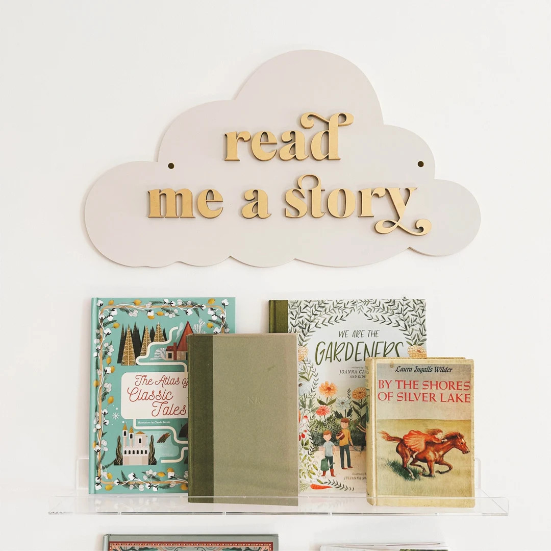 Read me a story cloud cut out, nursery wall decor, reading wall, fairytale decor, wood word cutou... | Etsy (US)