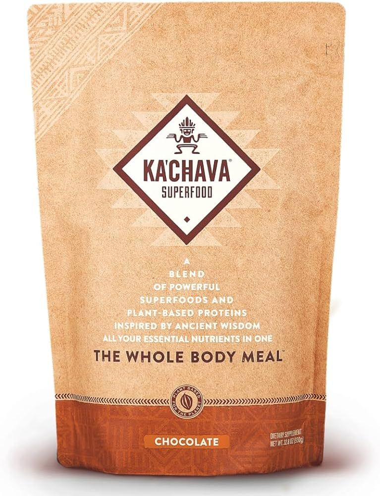 Ka’Chava All-In-One Nutrition Shake Blend, Chocolate, 85+ Superfoods, Nutrients & Plant-Based Ingredients, 26g Vitamins and Minerals, 25g Plant-Based Protein, 2lb | Amazon (US)