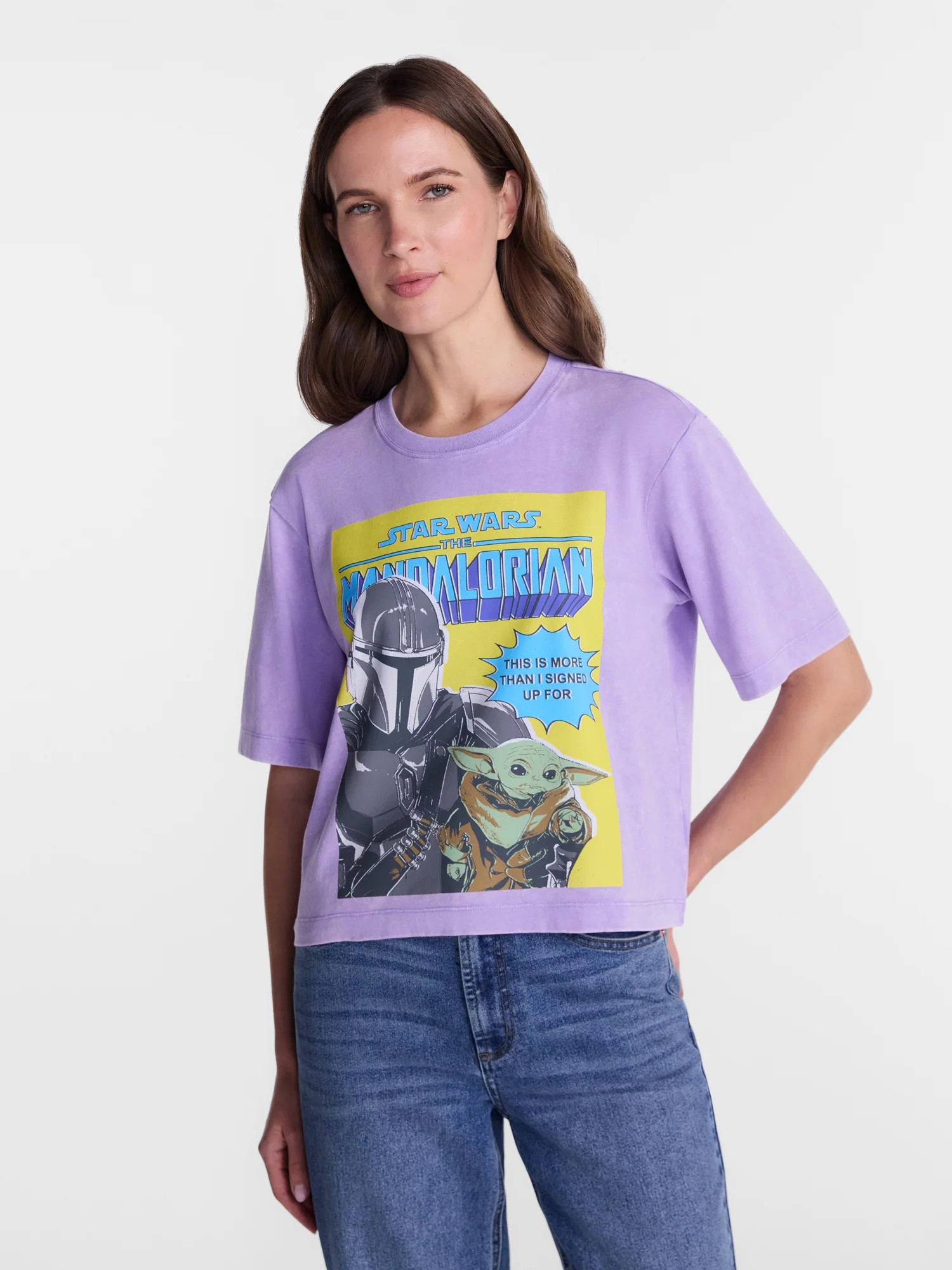 Disney Star Wars The Mandalorian Graphic Washed Skimmer Tee with Short Sleeves, Sizes XXS-XXL | Walmart (US)