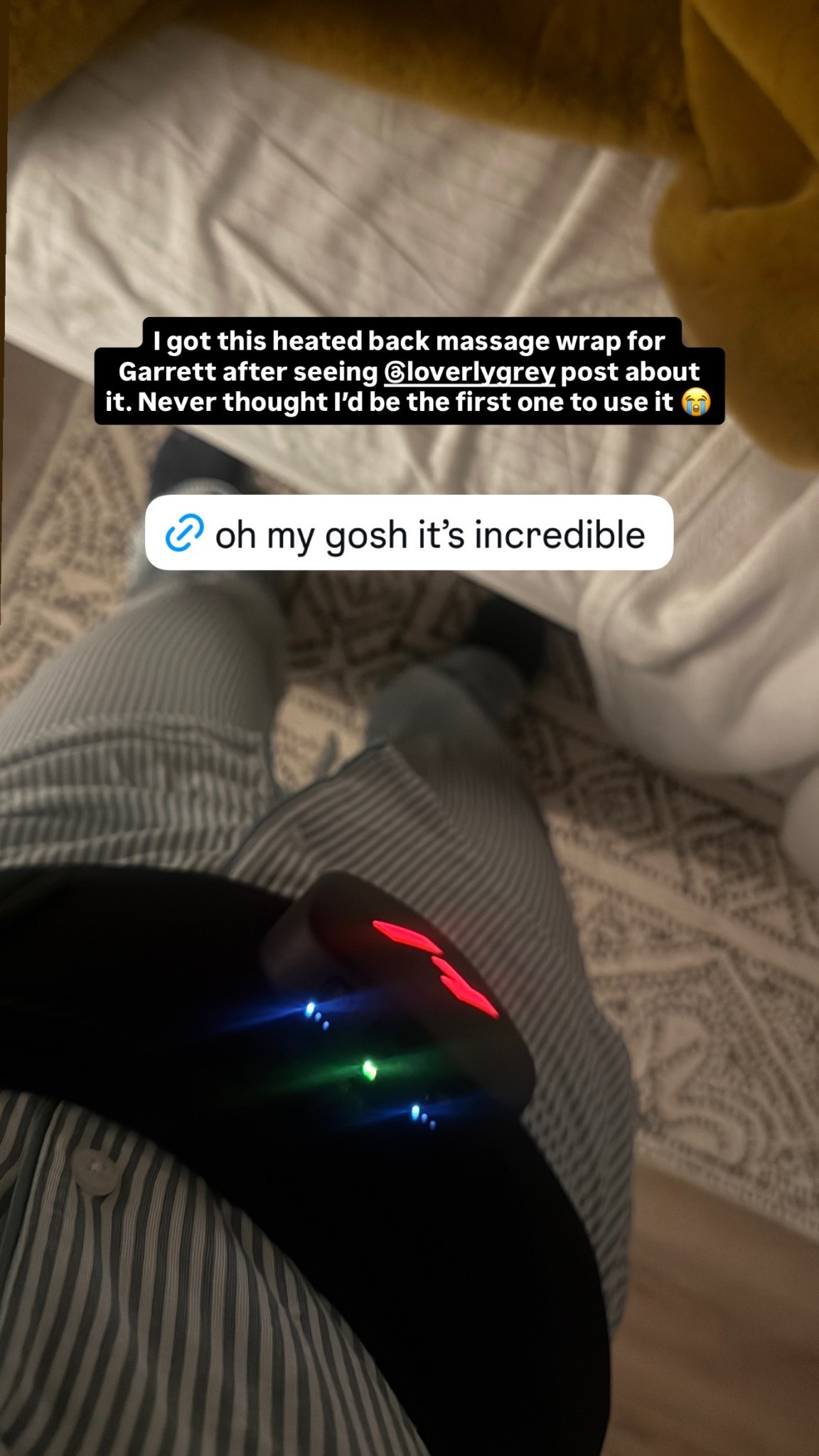 I got this heated back massage wrap for Garrett.  Never thought I’d be the first one to use it. But it’s incredible - it heats up and massages and totally portable. Incredible! 

#LTKmorningroutine #LTKGiftGuide #LTKootd