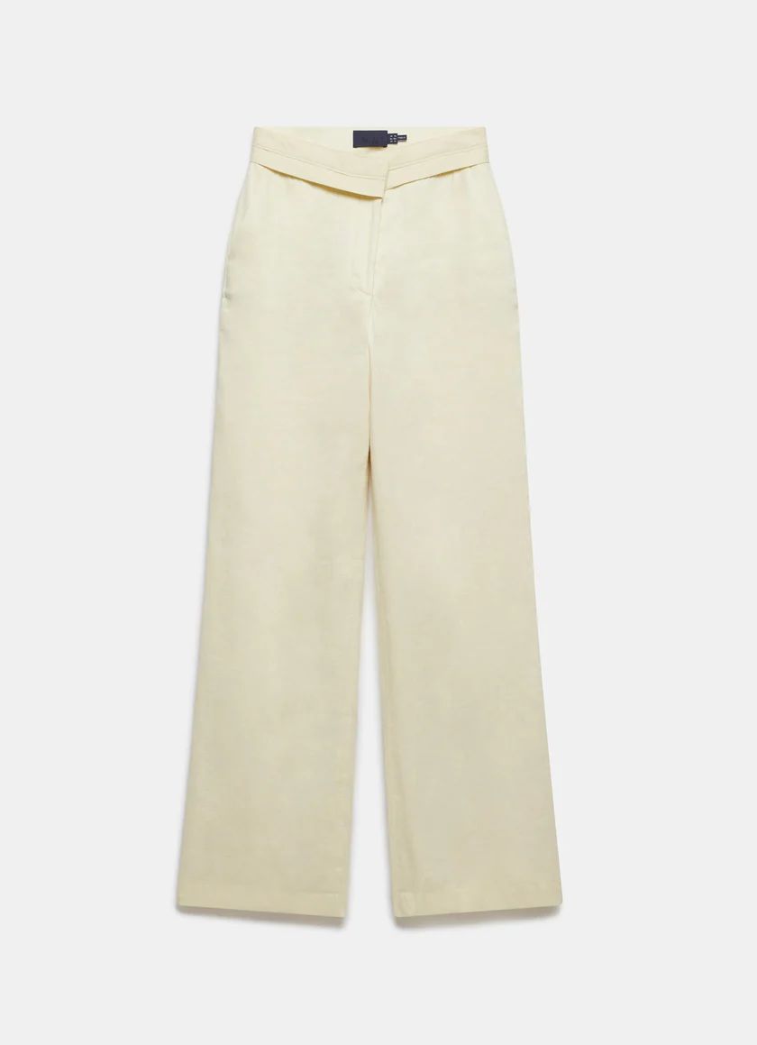 Yellow Linen Straight Trousers | Mint Velvet