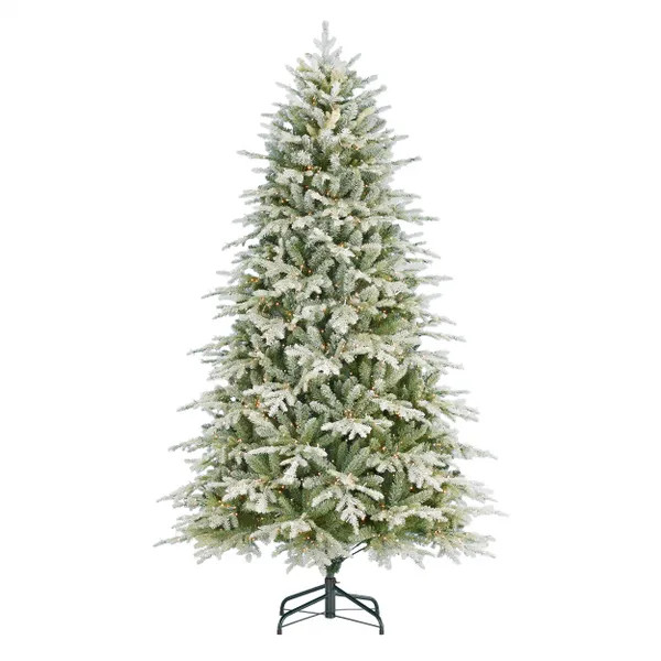 7.5 ft. Grand Duchess Twinkling Balsam Fir Flocked LED Pre-Lit Artificial Christmas Tree T26 | The Home Depot