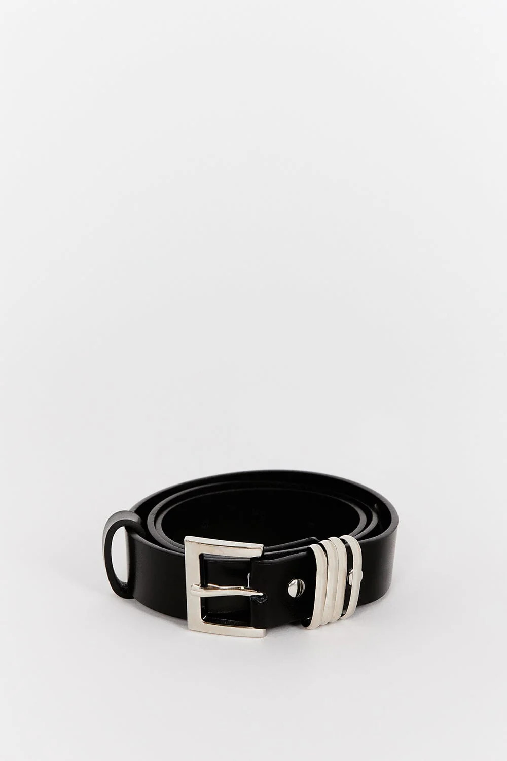 BRUNO BLACK AND SILVER LEATHER BELT | DISSH