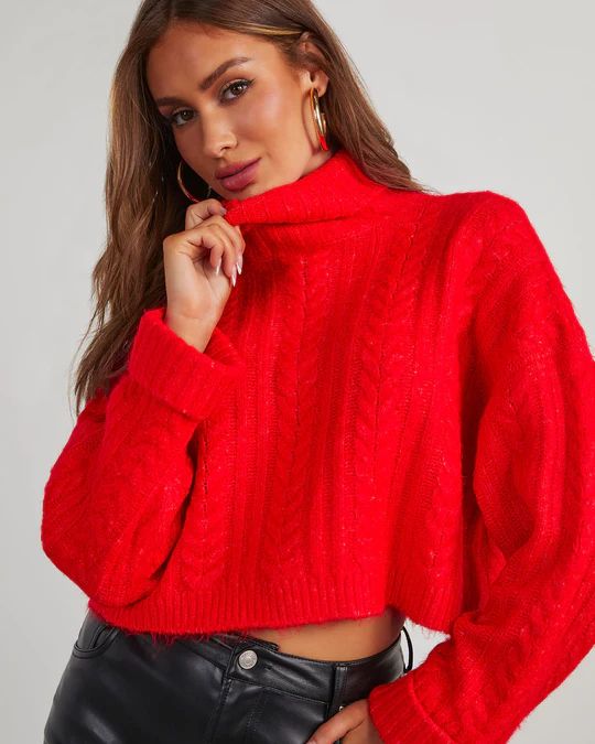 Georgie Cable Knit Turtleneck Pullover Sweater | VICI Collection