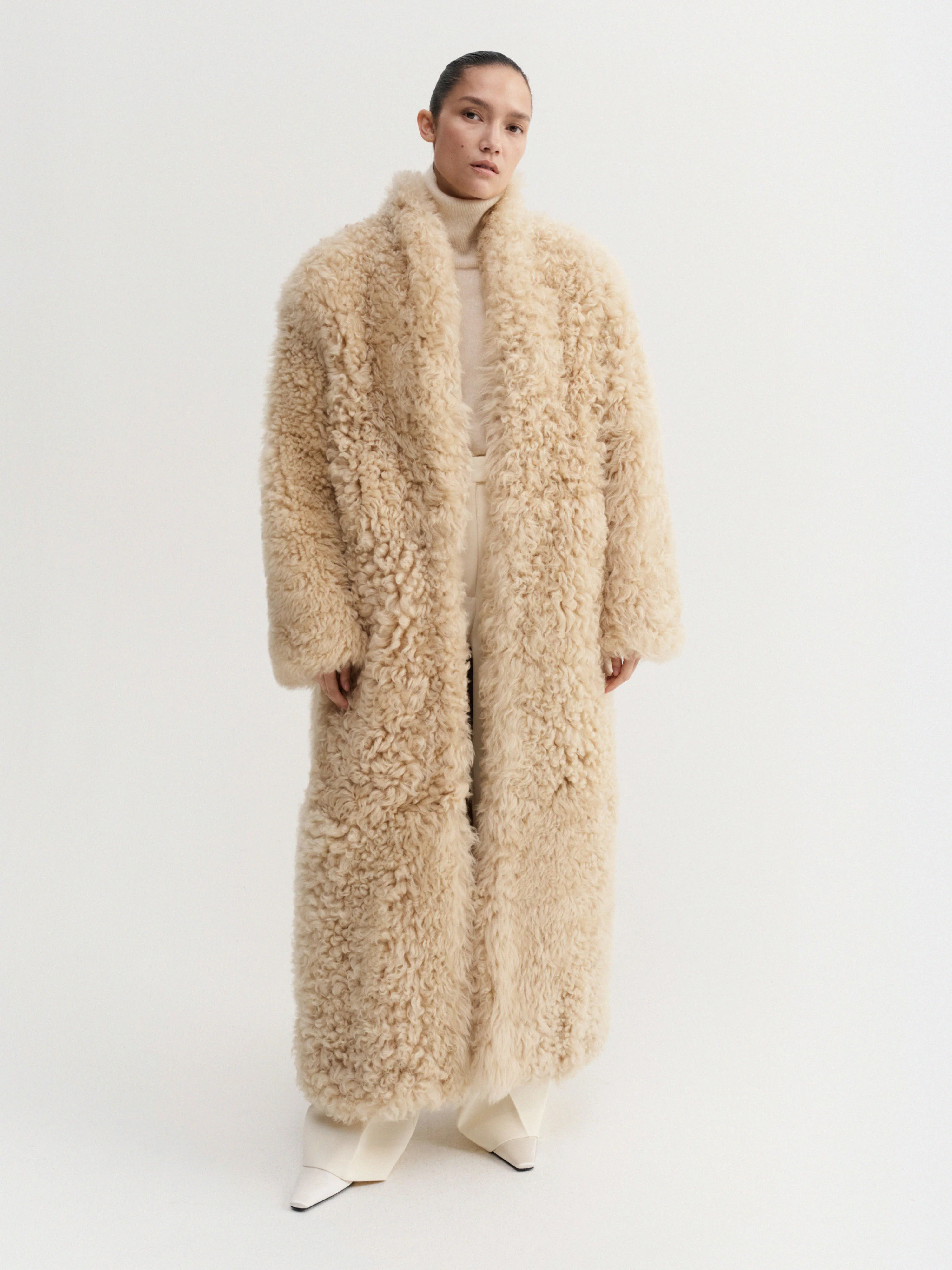 Claudie Shearling Coat, cashew | Almada Label