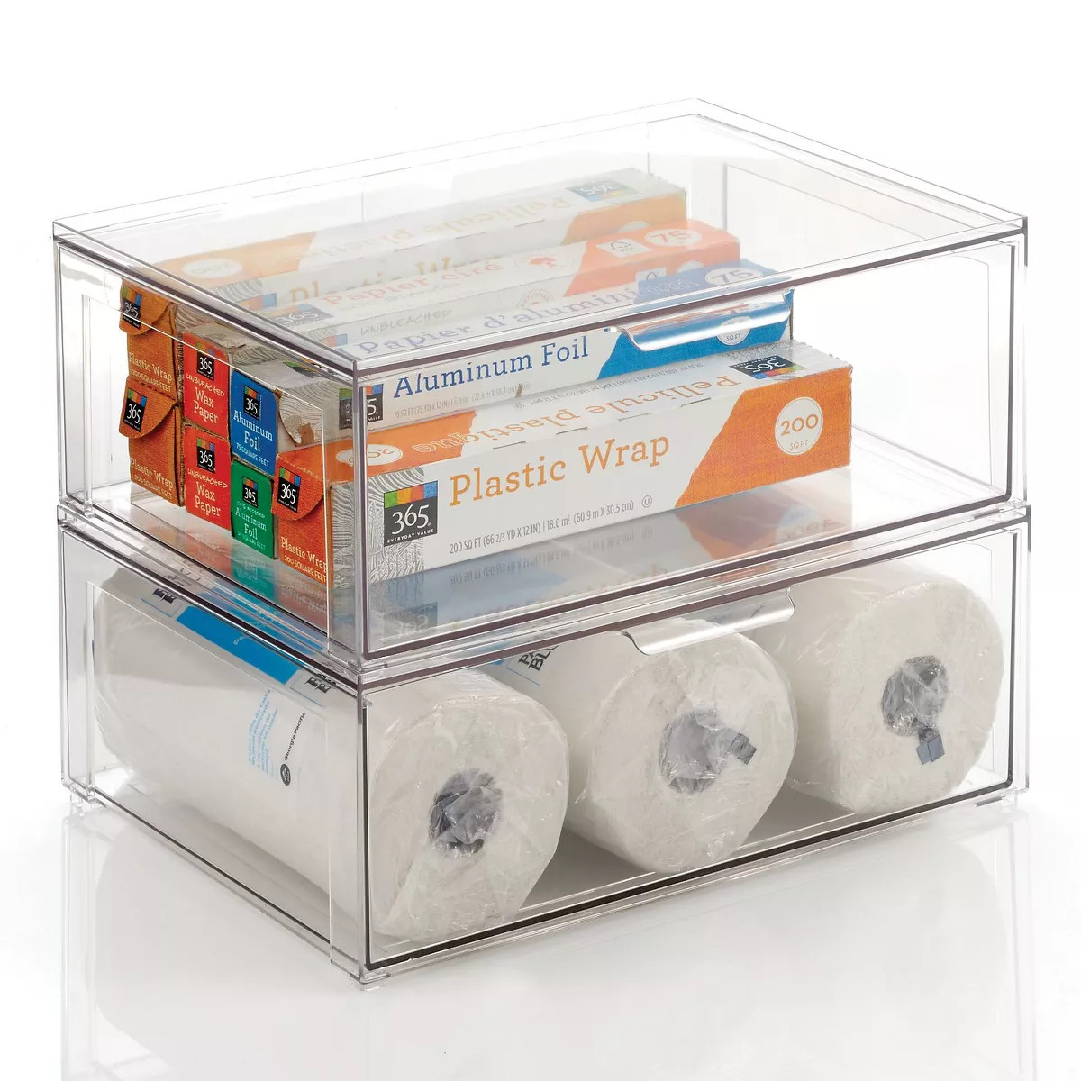 mDesign Stackable Kitchen Storage Bin Box with Pull-Out Drawer - Clear | Target