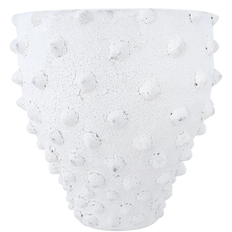 Elswick Round Terra-cotta Crock with Pointed Polka Dots and Distressed Volcano Glaze | Wayfair North America