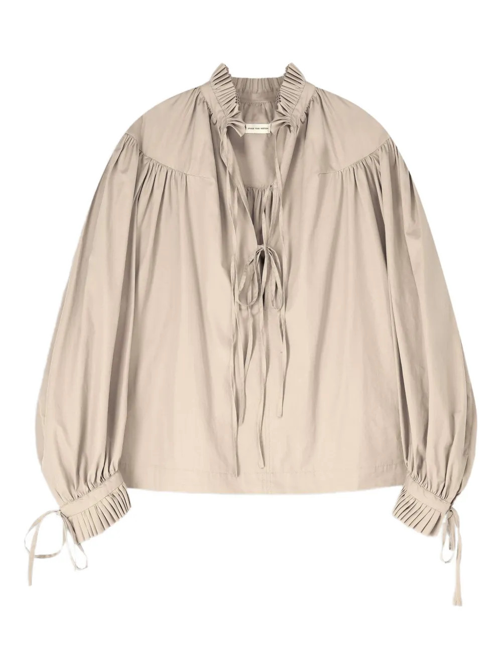 DRIES VAN NOTEN Ruffled Cotton Blouse | Neutrals | FARFETCH IL | Farfetch Global