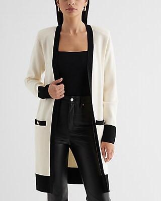 Tipped Padded Shoulder Novelty Button Cardigan | Express