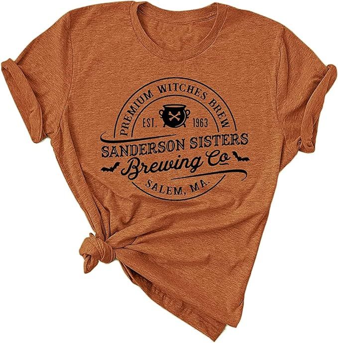 Sanderson Sisters Brewing Co Tshirt Women Halloween Shirts Funny Hocus Pocus Witches Short Sleeve... | Amazon (US)