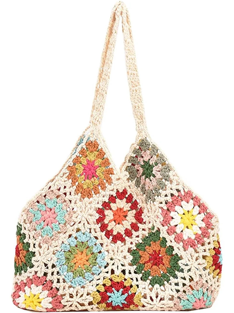 CoCopeaunt Crochet Tote Bag Aesthetic Boho Knitted Bag Floral Crochet Hobo Bag Purse Cute Fairyco... | Walmart (US)