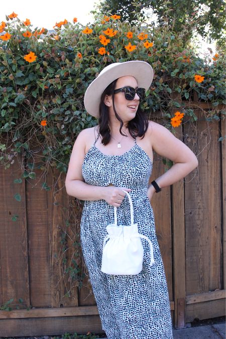 More summer Walmart fashion favorites / halter neck maxi dress / white bucket bag / black oversized sunglasses / cream boater hat

#LTKFind #LTKunder50 #LTKmidsize