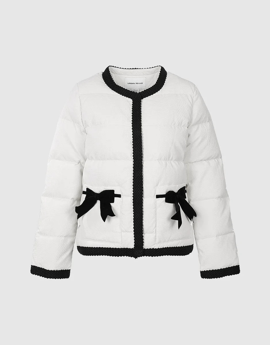 Bow Detail Down Jacket | Urban Revivo