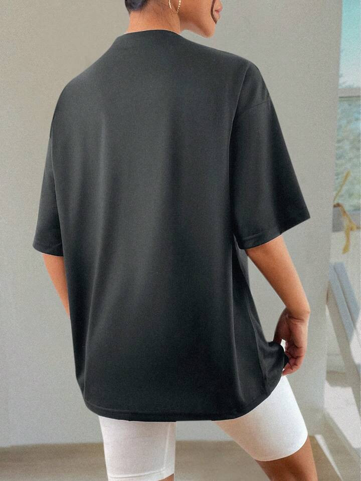 INAWLY Women's Letter Print Crew Neck Short Sleeve T-Shirt, Summer Graphic Tees Women Tops | SHEIN