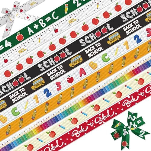10 Pack Back to School Ribbons Teacher Grosgrain Ribbon 3/8" x 30 Yards School Themed ABC Apple P... | Amazon (US)