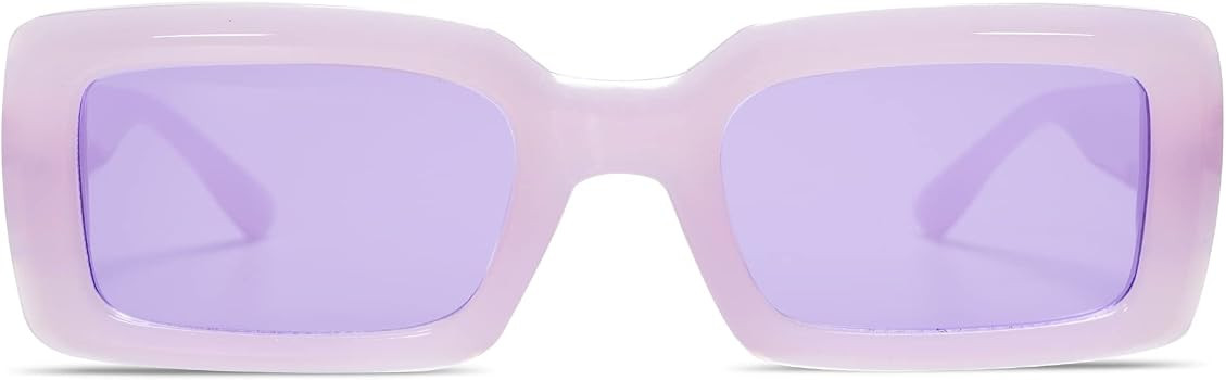 Allarallvr Trendy Rectangle Sunglasses for Women Men Vintage 90's Square Shades Thick Frame Nude ... | Amazon (US)
