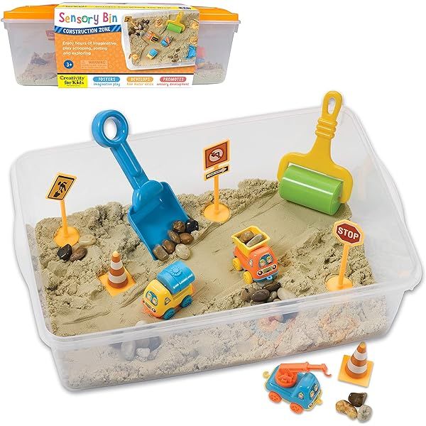 Tractor Sand Play Set, Toy Sensory Bin for Kids with Lid, 2 Lbs of Sand, Construction Site Figures,  | Amazon (US)