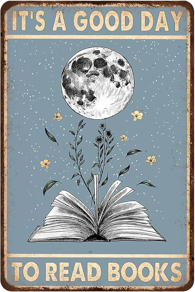 Rustic Retro Metal Tin Sign It's A Good Day to Read Books Poster Love Reading Vintage Book Wall A... | Amazon (US)