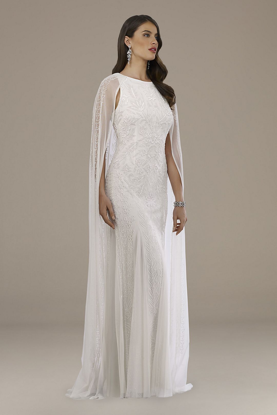Lara Eve Beaded Cape Wedding Dress | David's Bridal | Davids Bridal