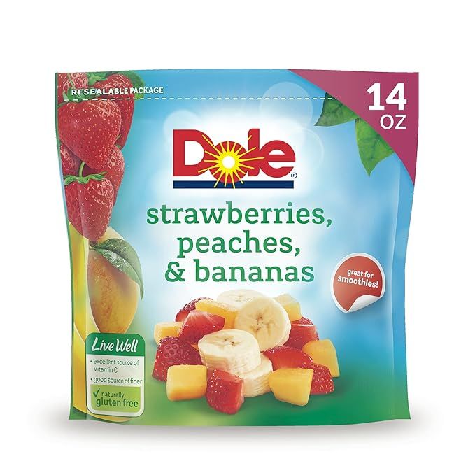 Dole Strawberries, Peaches and Bananas Frozen Fruit, All Natural Mixed Fruit for Smoothies, Snack... | Amazon (US)