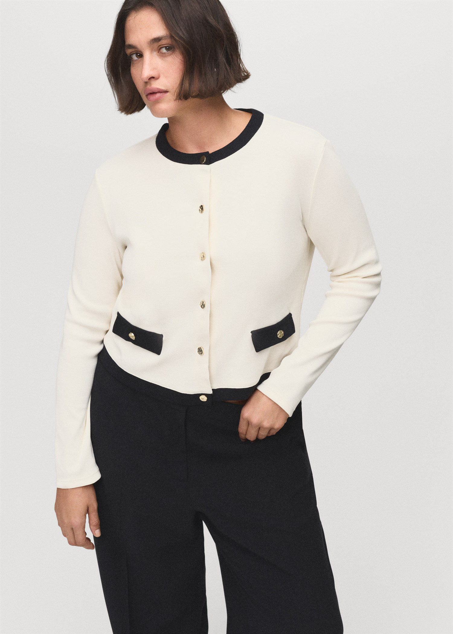 Contrasting cotton cardigan | Mango (US/MX/AU)
