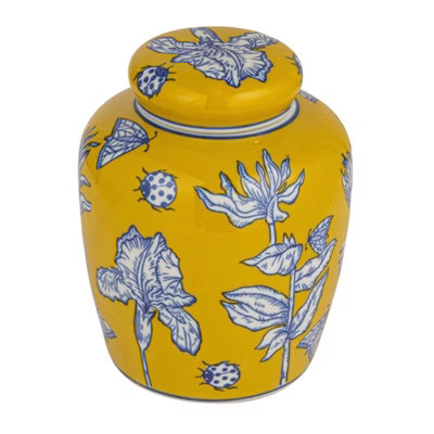 Storied Home Decorative Ceramic Ginger Jar with Lid, Yellow | Target