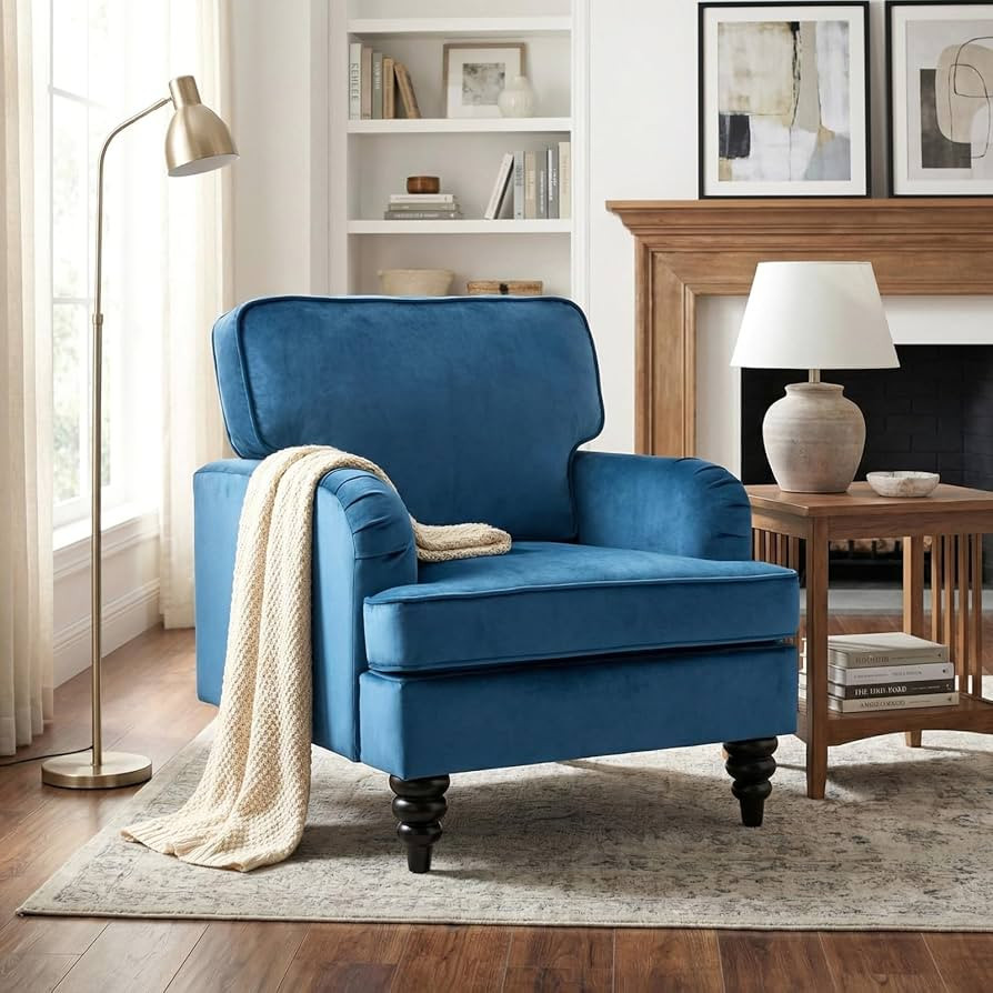 chairus Mid Century Modern Velvet Accent Chair, Vintage Club Armchair with Firm Supportive Seat &... | Amazon (US)