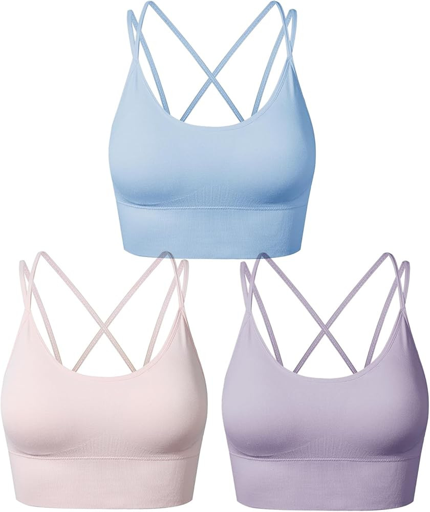 SEGRILA Strappy Sports Bras for Women Crisscross Back Yoga Workout Bras with Removable Pads | Amazon (UK)