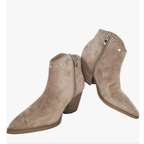 Marc Fisher LTD, Deni beige studded suede ankle zip, bootie | Poshmark