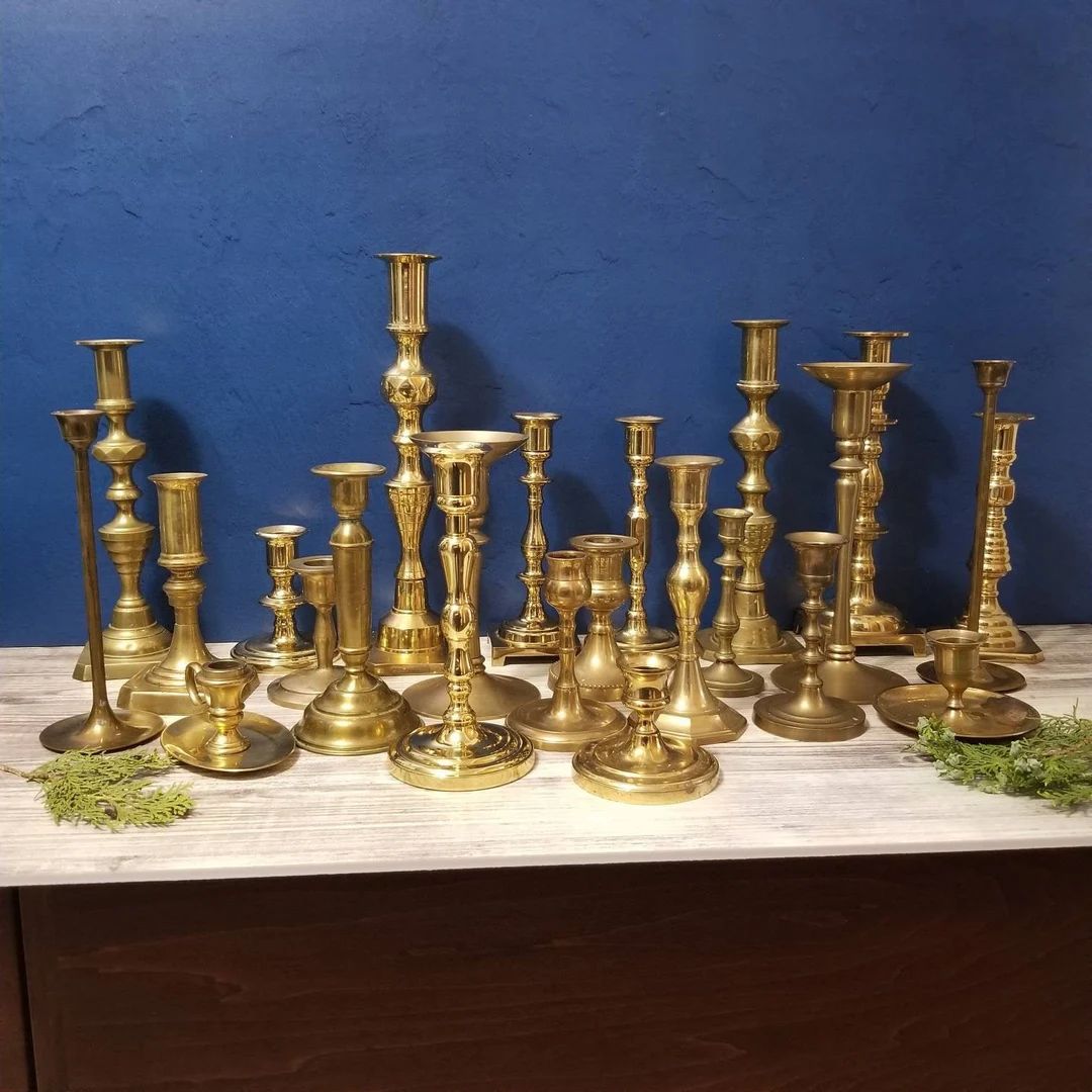 Choose Your Quantity Assorted Brass Candlesticks Free Shipping - Etsy | Etsy (US)