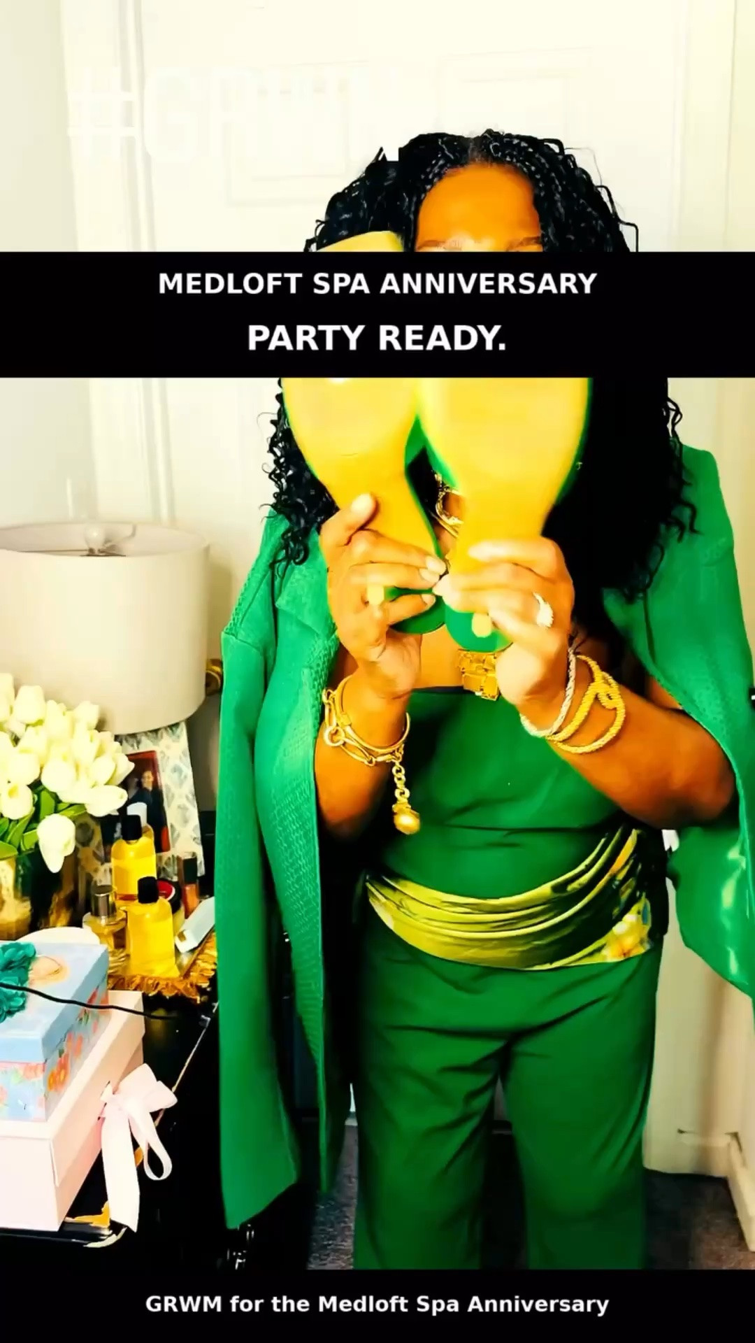 Medloft Anniversary Event Ready! Thanks @medloft_spa_huntsville 
the event was a success 🫶🏾🙌🏾
The Green is giving. I just think I shopped in my closet.
Jumpsuit @ceeceeandcompanyboutique 
Jacket @sheinofficial 
Shoes @amazonfashion
Scarf @amazonfashion 
Jewelry @shopkhoi 
Lips @maybelline 
Purse - my grandmother