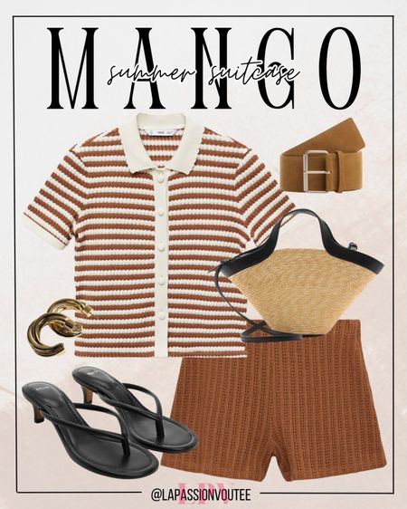 Step into summer sophistication with MANGO's stylish combo: straight knitted shorts paired with a knitted t-shirt. Elevate the look with hoop earrings and a wide leather belt. Complete the ensemble with a trendy carrycot bag and kitten heel sandals for a perfect blend of comfort and elegance.

#LTKStyleTip #LTKSummerSales #LTKSeasonal