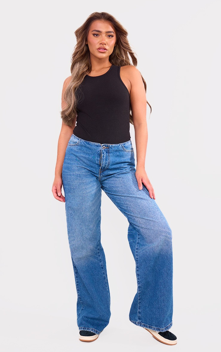 Black Soft Ribbed Racer Bodysuit | PrettyLittleThing US