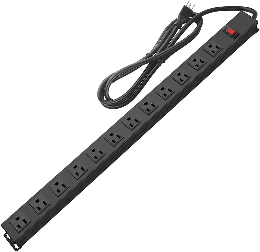 HHOSET Long Power Strip Surge Protector, 12 Ports, Black, 6FT | Amazon (US)