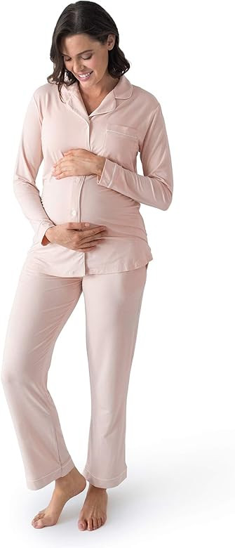 Kindred Bravely Clea Bamboo Classic Long Sleeve Maternity & Nursing Pajama Set (Black, Small) at ... | Amazon (US)