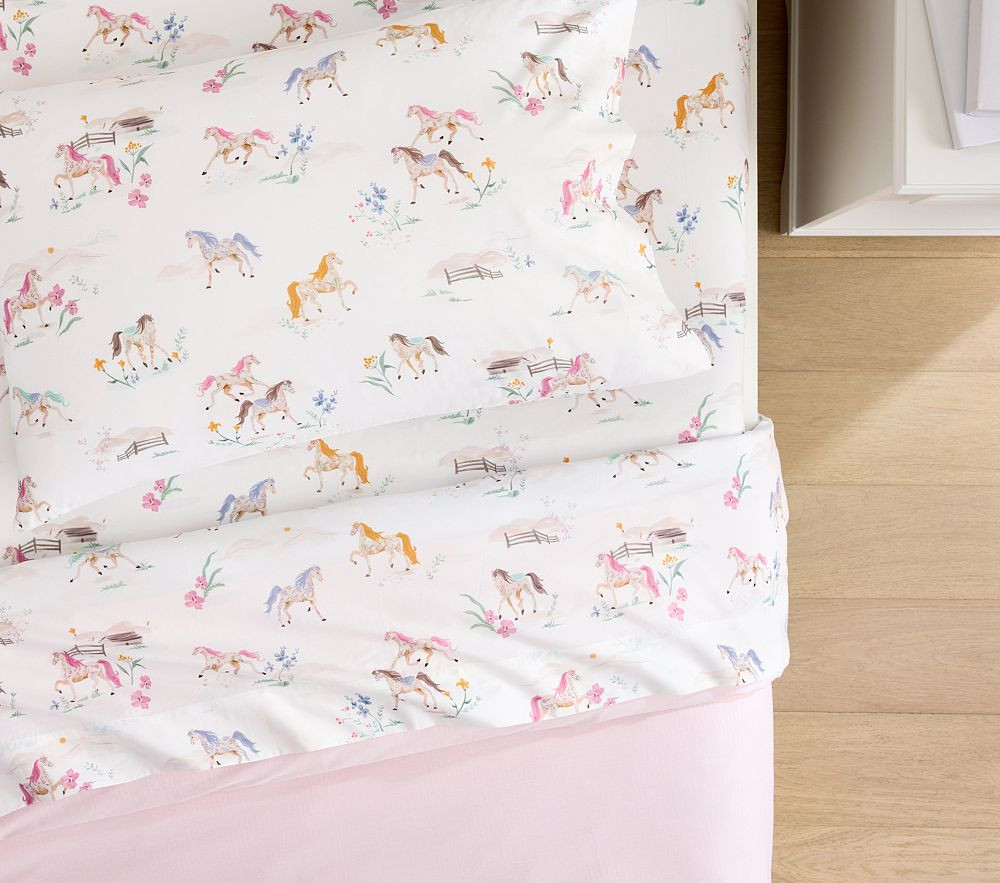 Floral Horse Organic Sheet Set | Pottery Barn Kids