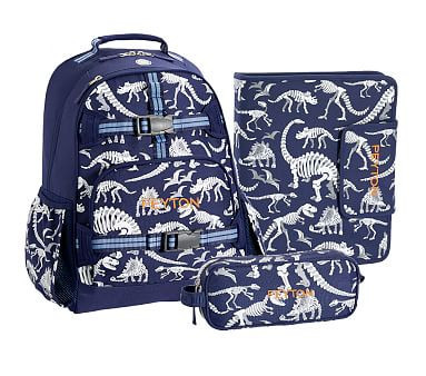Mackenzie Blue/Gray Glow-in-the-Dark Dinos Backpack Homework Bundle, Set of 3 | Pottery Barn Kids