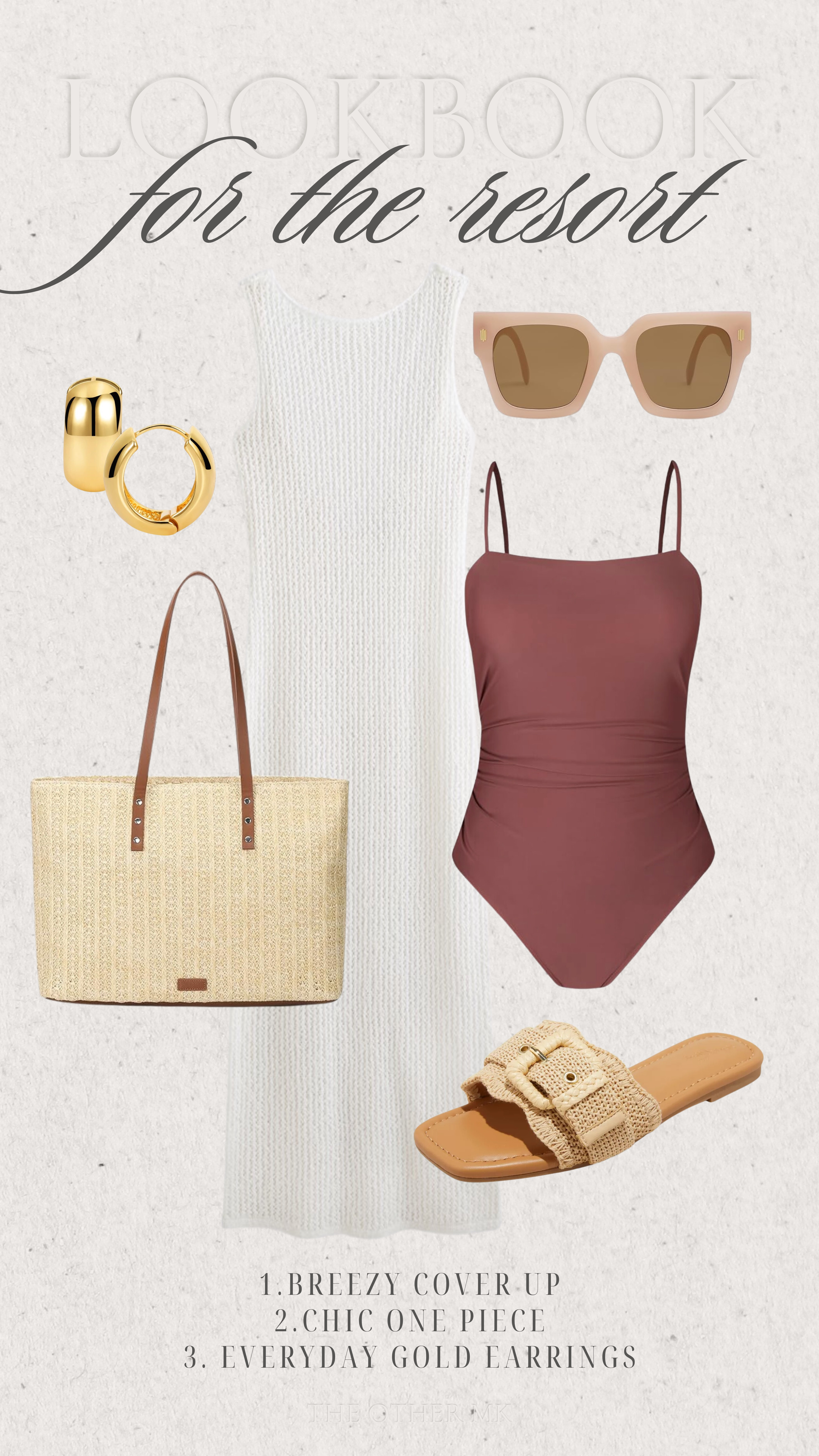 Affordable outfit for a resort vacation! 

Spring fashion, Resort fashion, Beach outfit, Pool look, Accessories, Shoes, Bag, Swimsuit 

#LTKMidsize #LTKSwim #LTKFindsUnder100