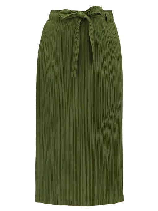 Sash-waist pleated-jersey midi skirt | Pleats Please Issey Miyake | MATCHESFASHION | Matches (US)