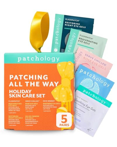 Patchology Patching All The Way Gift Set – Hydrating Under Eye Masks with Collagen, Retinol, Hyaluronic Acid – Christmas Gift & Beauty Stocking Stuffer for Puffy Eyes 5-Pair Sampler (Limited Edition) | Amazon (US)