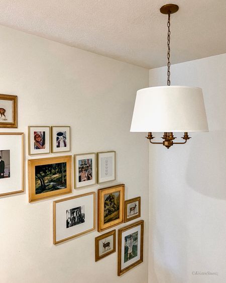 Affordable lighting from Safavieh! I recently updated our stairway lighting and decor with this antique brass drum chandelier. It goes great with the cream walls and gold picture frames.

Gold lighting. Brass lighting. Antique brass chandelier. Traditional lighting. 

#LTKhome