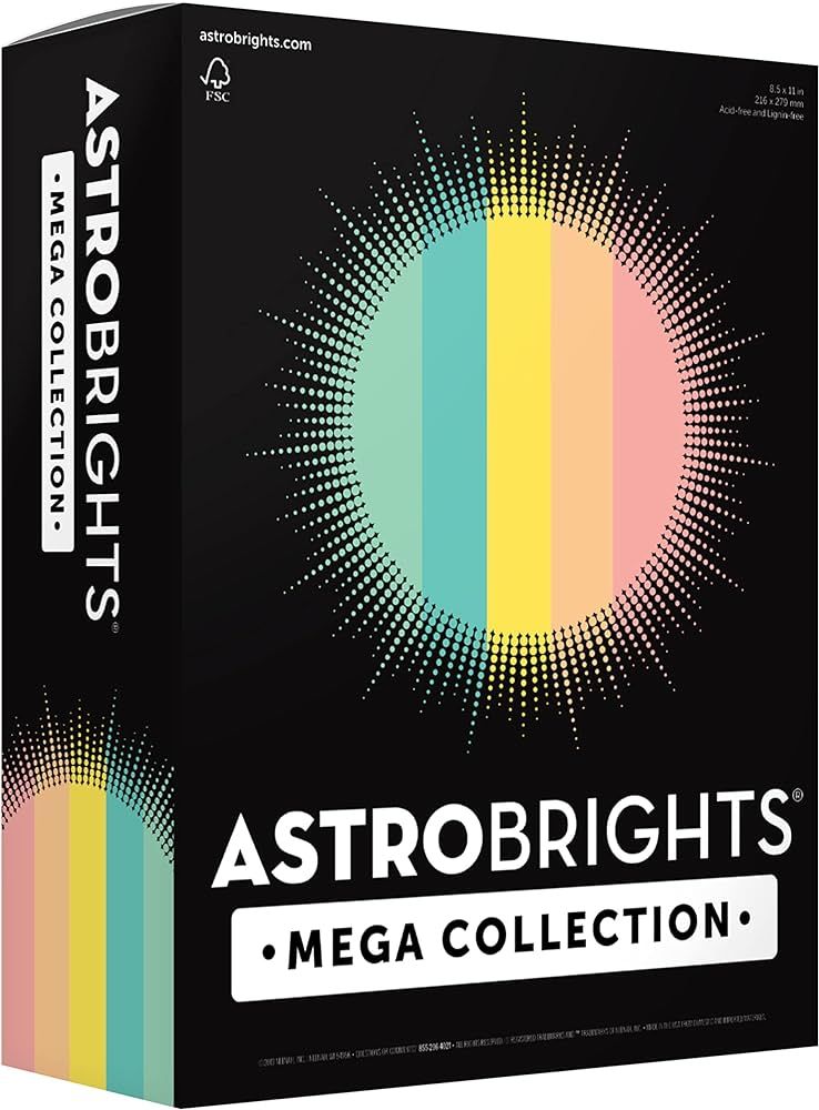 Astrobrights Mega Collection, Colored Paper, Punchy Pastel 5-Color Assortment, 625 Sheets, 24 lb.... | Amazon (US)