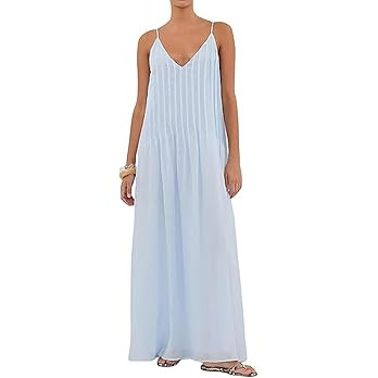 Women Summer Dresses Maxi Dresss Sleeveless Spaghetti Strap V Neck Beach Vacation Long Flowy Sund... | Amazon (US)