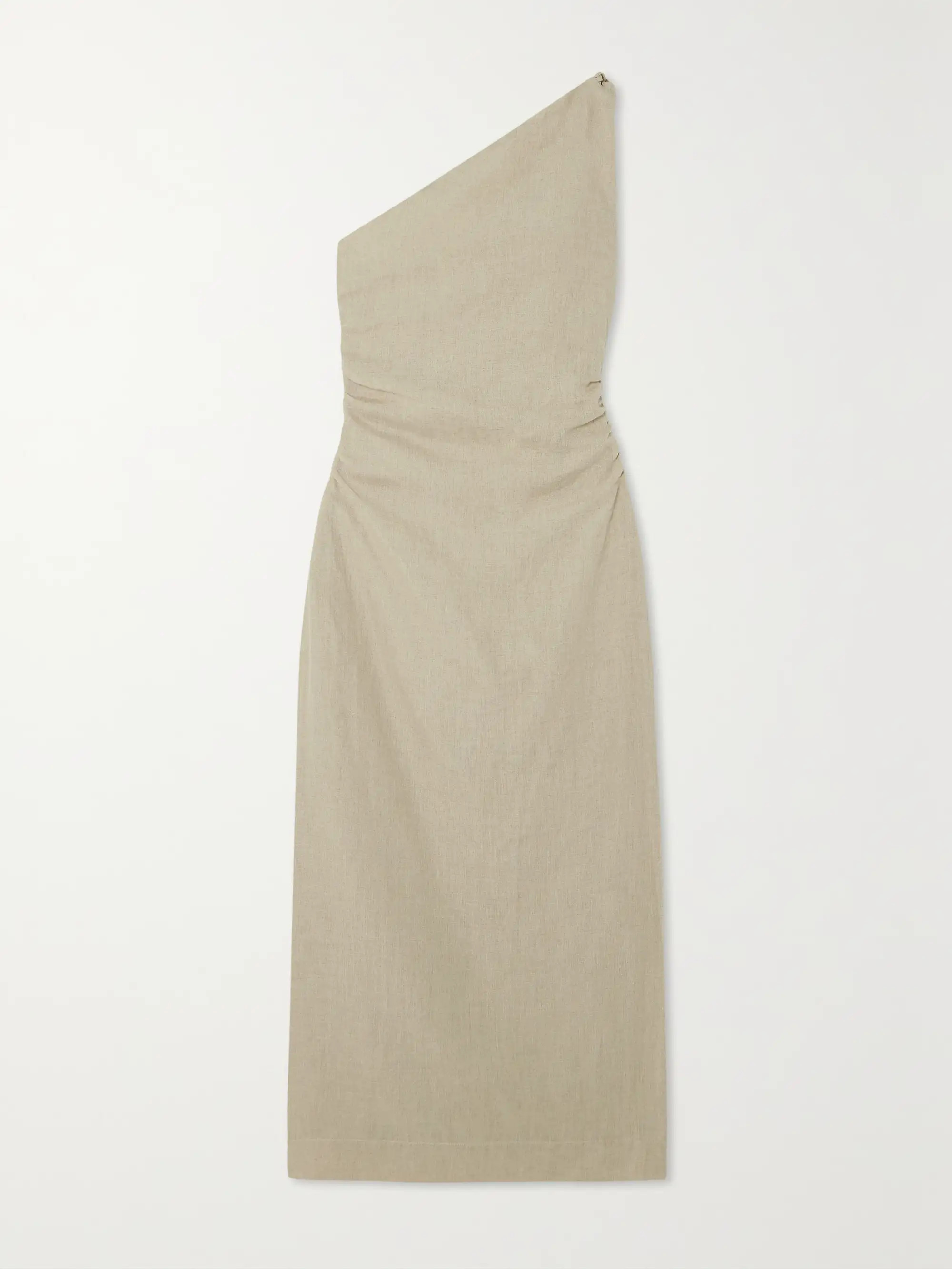 + NET SUSTAIN Jomana one-shoulder ruched linen maxi dress | NET-A-PORTER (UK & EU)