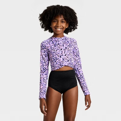 Girls' Leopard Dreams One Piece Swimsuit - art class™ Purple L Plus | Target
