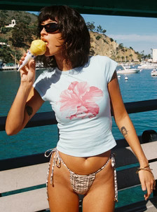 Owenz Hibiscus Baby Tee Blue | Princess Polly US