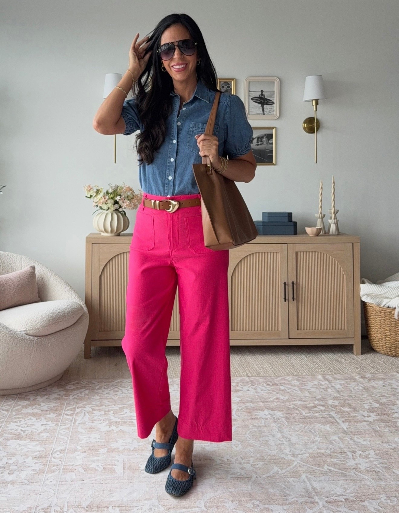 The best Anthro Colette look for less pants 
Size 27 and tts 
Denim top- small 
The perfect teacher look and also great for everyday 

#LTKU #LTKFindsUnder50 #LTKWorkwear