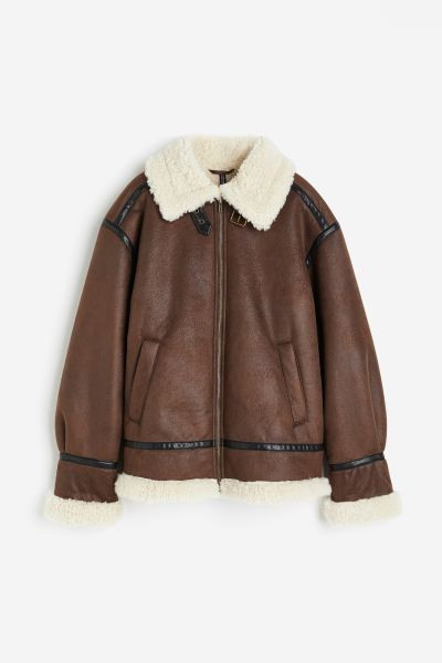 Veste oversize doublée de tissu Teddy bear | H&M (FR, IT, ES, PT, BE)